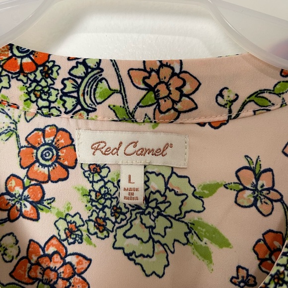 Red Camel long Sleeves Ruffle Button Front Blouse Top Size L - Picture 4 of 10